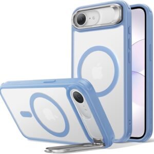 【デザイン受賞シリーズ！】ESR iPhone 17e ケース iPhone16e用 MagSafe対応 4倍米軍MIL規格 カメラ保護 隠しスタンド 調整可能 ワイヤレス充電 エアガードコーナー 耐衝撃 傷防止 軽量 マグネットスマホケース 高耐久性 Qi2.2適用 最大25W高速充電 phone17eケース アイフォン17e/16e専用Classicシリーズ(フロストブルー)