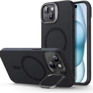 【レンズスタンド内蔵・Magsafe対応】ESR いphone15Plus ケース 米軍MIL規格 耐衝撃 隠れスタンド iphone 15 Plus ケース スマホケース 傷防止背面 黄変防止 防指紋 iphone15plus ケース アジャスタブルスタンド ブラック Cloudシリーズ