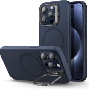 【デザイン受賞シリーズ！】ESR iPhone 15 Pro ケース スタンド付き MagSafe シリコン ミリタリーグレードの保護 カメラ隠れスタンド内蔵 いphone15pro ケース 用マグネットスマホケース ブルー Cloud Series