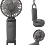 リズム(RHYTHM) ハンディファン 2025 大風量 静音 3WAY (手持ち 首掛け 卓上) [国内メーカー] 風量5段階 Type-C対応 カラビナ＆ストラップ付き 小型 携帯扇風機 Silky Wind Mobile 3.2 ダークグレー 9ZF040RH82