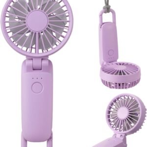 【Amazon.co.jp限定】 リズム(RHYTHM) ハンディファン 2025 大風量 静音 3WAY (手持ち 首掛け 卓上) [国内メーカー] 風量5段階 Type-C対応 カラビナ&ストラップ付き 小型 携帯扇風機 Silky Wind Mobile 3.2 パープル 9ZFA41EZ12