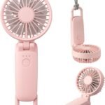 【Amazon.co.jp限定】 リズム(RHYTHM) ハンディファン 2025 大風量 静音 3WAY (手持ち 首掛け 卓上) [国内メーカー] 風量5段階 Type-C対応 カラビナ&ストラップ付き 小型 携帯扇風機 Silky Wind Mobile 3.2 ピンク 9ZFA41EZ13