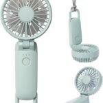 リズム(RHYTHM) ハンディファン 2025 大風量 静音 3WAY (手持ち 首掛け 卓上) [国内メーカー] 風量5段階 Type-C対応 カラビナ＆ストラップ付き 小型 携帯扇風機 Silky Wind Mobile 3.2 ライトブルー 9ZF040RH04