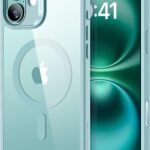 ESR iPhone 16 ケース【カメラコントロール・Magsafe対応】 傷に強い背面 ワイヤレス充電 ストラップホール付き iPhone16 ケース 耐黄変 耐衝撃マグネット いphone16対応 HaloLock搭載 ハイブリッド磁気アイフォン16 クリア_みどり