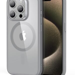 【米軍MIL規格・Magsafe対応】ESR iPhone 15 Pro ケース ワイヤレス充電対応 耐黄変 耐衝撃 ストラップホール付き エアガードコーナーいphone15pro ケース 傷に強い背面 傷防止 指紋防止 滑り止め iPhone15Pro ケース 磁気スマホケース Classicシリーズ（クリア_グレー）