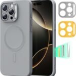 【極薄！Cloudシリーズ】ESR iPhone 16 Pro ケース カメラコントロール MagSafe付き マグネット充電対応 滑らか・スリムなシリコンケース iphone16 pro ケース 耐衝撃 フルスクリーン＆カメラ保護 傷防止 いPhone16Pro ケース アイフォン 16 プロ対応 ソフトマイクロファイバーライニング Cloudシリーズ グレー