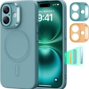 【極薄！Cloudシリーズ】ESR iPhone 16 ケース カメラコントロール MagSafe付き マグネット充電対応 滑らか・スリムなシリコンケース 耐衝撃 フルスクリーン＆カメラ保護 傷防止 あいふおん16ケース ソフトマイクロファイバーライニング Cloudシリーズ ディープティール