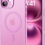 ESR iPhone 16 ケース【カメラコントロール・Magsafe対応】 傷に強い背面 ワイヤレス充電 ストラップホール付き iPhone16 ケース 耐黄変 耐衝撃マグネット いphone16対応 HaloLock搭載 ハイブリッド磁気アイフォン16 フロストピンク