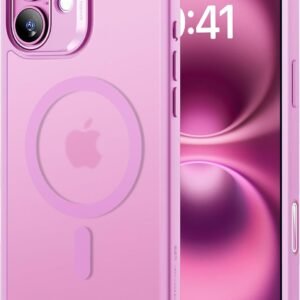 ESR iPhone 16 ケース【カメラコントロール・Magsafe対応】 傷に強い背面 ワイヤレス充電 ストラップホール付き iPhone16 ケース 耐黄変 耐衝撃マグネット いphone16対応 HaloLock搭載 ハイブリッド磁気アイフォン16 フロストピンク