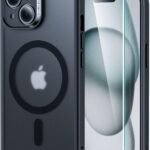 【米軍MIL規格・Magsafe対応】 ESR iPhone 15 Plus ケース セット 画面保護フィルム カメラ保護 傷に強い背面 ワイヤレス充電 ストラップホール付き いphone15plus ケース Classicシリーズ （フロストブラック）