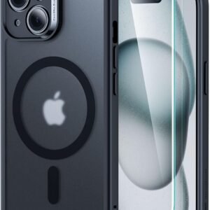 【米軍MIL規格・Magsafe対応】 ESR iPhone 15 Plus ケース セット 画面保護フィルム カメラ保護 傷に強い背面 ワイヤレス充電 ストラップホール付き いphone15plus ケース Classicシリーズ （フロストブラック）