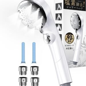 シャワーヘッド マイクロナノバブル 【サロン発想のプロ美容師監修モデル・肌奥まで入込む超微細泡・塩素除去・6段階水流】 シャワーヘッド 節水90％ 高水圧 手元止水 極細水流 肌ケア 美髪 毛穴汚れ除く パワフル洗浄 ミストシャワー ヘッド ナノバブル 保温 保湿 うるおい サロン級ツヤ髪 取り付け簡単 国際汎用基準ジョイント 4種類アダプター付き