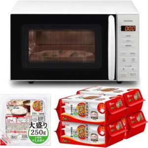 【電子レンジ＋国産パックご飯セット】アイリスオーヤマ レンジ 18L 単機能 フラットテーブル 全国対応 ヘルツフリー PMG-F188-W ホワイト＋パックご飯 250g 国産米 100% 24パック
