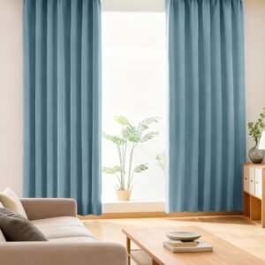 AIFY カーテン 2枚セット 1級 遮光 小窓 ドレープカーテン UVカット 形態記憶加工済み 断熱 節電対策 昼夜目隠し 保温 おしゃれ 洗える 洗濯機対応 (カーテン2枚) 幅100cm×丈90cm ストーンシアン