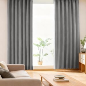 AIFY カーテン 2枚セット 1級 遮光 小窓 ドレープカーテン UVカット 形態記憶加工済み 断熱 節電対策 昼夜目隠し 保温 おしゃれ 洗える 洗濯機対応 (カーテン2枚) 幅100cm×丈90cm スモークグレー