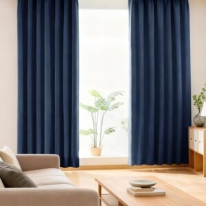 AIFY カーテン 2枚セット 1級 遮光 小窓 ドレープカーテン UVカット 形態記憶加工済み 断熱 節電対策 昼夜目隠し 保温 おしゃれ 洗える 洗濯機対応 (カーテン2枚) 幅100cm×丈90cm ネイビー