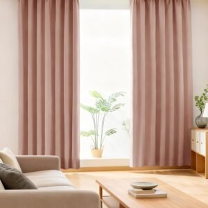 AIFY カーテン 2枚セット 1級 遮光 小窓 ドレープカーテン UVカット 形態記憶加工済み 断熱 節電対策 昼夜目隠し 保温 おしゃれ 洗える 洗濯機対応 (カーテン2枚) 幅100cm×丈90cm ピンク