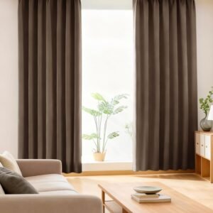 AIFY カーテン 2枚セット 1級 遮光 小窓 ドレープカーテン UVカット 形態記憶加工済み 断熱 節電対策 昼夜目隠し 保温 おしゃれ 洗える 洗濯機対応 (カーテン2枚) 幅100cm×丈90cm ブラウン