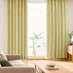 AIFY カーテン 2枚セット 1級 遮光 小窓 ドレープカーテン UVカット 形態記憶加工済み 断熱 節電対策 昼夜目隠し 保温 おしゃれ 洗える 洗濯機対応 (カーテン2枚) 幅100cm×丈90cm ペールイエロー