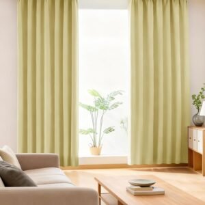 AIFY カーテン 2枚セット 1級 遮光 小窓 ドレープカーテン UVカット 形態記憶加工済み 断熱 節電対策 昼夜目隠し 保温 おしゃれ 洗える 洗濯機対応 (カーテン2枚) 幅100cm×丈90cm ペールイエロー