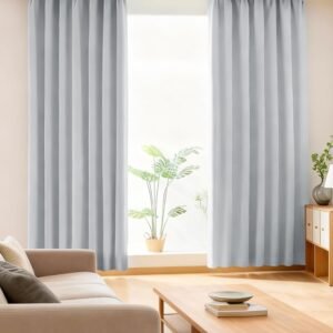 AIFY カーテン 2枚セット 1級 遮光 小窓 ドレープカーテン UVカット 形態記憶加工済み 断熱 節電対策 昼夜目隠し 保温 おしゃれ 洗える 洗濯機対応 (カーテン2枚) 幅100cm×丈90cm ライトグレー