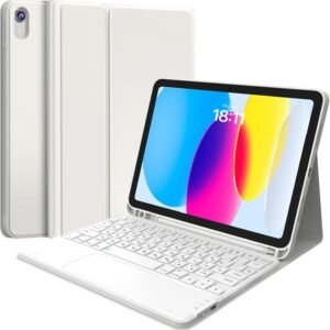 Earto for iPad 11世代 キーボード A16 2025 ipad 10世代 キーボード 10.9 タッチパッド付き JIS基準日本語配列 2台デバイスマルチペアリング ipad 11世代 ケース 脱着式 多角度調整 ペンシルホルダー付き スマート軽量 薄型ケースtype-c充電式 マグネット付き A2696/A2757/A2777対応 ホワイト