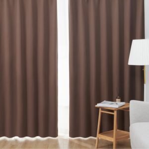クモリ(Kumori) カーテン 遮光度99.99% 1級 遮光カーテン しっかり厚手 断熱 遮熱 防寒 防音 節電効果 省エネ 形状記憶加工 洗濯可能 無地 寝室 リビング アジャスター フック付き(ブラウン・幅100cm×丈80cm・2枚組)