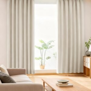 AIFY カーテン 2枚セット 1級 遮光 小窓 ドレープカーテン UVカット 形態記憶加工済み 断熱 節電対策 昼夜目隠し 保温 おしゃれ 洗える 洗濯機対応 (カーテン2枚) 幅100cm×丈210cm ベージュ