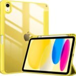 ProCase iPad 11世代/10世代 ケース iPad（A16）11インチ 2025/10.9インチ 2022通用 A2696 A2757 A2777 ペン収納 耐衝撃 三つ折り スタンド スマートカバー（イェロー）