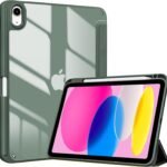ProCase iPad 11世代/10世代 ケース iPad（A16）11インチ 2025/10.9インチ 2022通用 A2696 A2757 A2777 ペン収納 耐衝撃 三つ折り スタンド スマートカバー (オリーブグリーン)