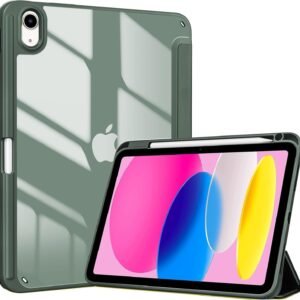 ProCase iPad 11世代/10世代 ケース iPad（A16）11インチ 2025/10.9インチ 2022通用 A2696 A2757 A2777 ペン収納 耐衝撃 三つ折り スタンド スマートカバー (オリーブグリーン)