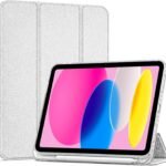 ProCase iPad 11世代/10世代 ケース iPad（A16）11インチ 2025/10.9インチ 2022通用 A2696 A2757 A2777 ペン収納 耐衝撃 三つ折り スタンド スマートカバー (キラキラシルバー)