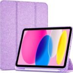 ProCase iPad 11世代/10世代 ケース iPad（A16）11インチ 2025/10.9インチ 2022通用 A2696 A2757 A2777 ペン収納 耐衝撃 三つ折り スタンド スマートカバー (キラキラパープル)