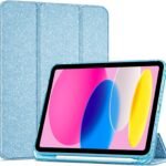 ProCase iPad 11世代/10世代 ケース iPad（A16）11インチ 2025/10.9インチ 2022通用 A2696 A2757 A2777 ペン収納 耐衝撃 三つ折り スタンド スマートカバー (キラキラブルー)