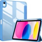 ProCase iPad 11世代/10世代 ケース iPad（A16）11インチ 2025/10.9インチ 2022通用 A2696 A2757 A2777 ペン収納 耐衝撃 三つ折り スタンド スマートカバー（ブルー）