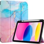 ProCase iPad 11世代/10世代 ケース iPad（A16）11インチ 2025/10.9インチ 2022通用 A2696 A2757 A2777 ペン収納 耐衝撃 三つ折り スタンド スマートカバー（ブルーマーブル）