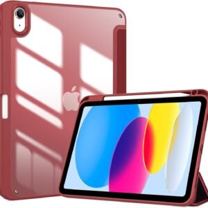 ProCase iPad 11世代/10世代 ケース iPad（A16）11インチ 2025/10.9インチ 2022通用 A2696 A2757 A2777 ペン収納 耐衝撃 三つ折り スタンド スマートカバー（ワイン）