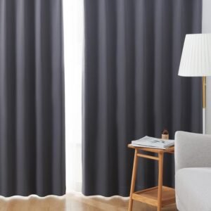 クモリ(Kumori) カーテン 遮光度99.99% 1級 遮光カーテン しっかり厚手 断熱 遮熱 防寒 防音 節電効果 省エネ 形状記憶加工 洗濯可能 無地 寝室 リビング アジャスター フック付き(ダークグレー・幅100cm×丈178cm・2枚組)