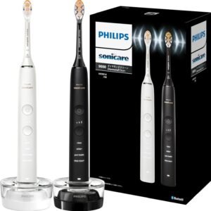 フィリップス 電動歯ブラシ ソニッケアー ダイヤモンドクリーン9000・2本パック (プレミアムオールインブラシヘッド/充電器スタンド付き) HX9914/58 ホワイト/ブラック 【Amazon.co.jp 限定】