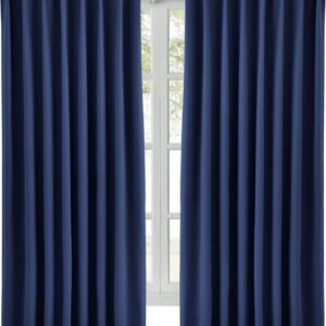 Hansleep カーテン 1級遮光 幅100cm丈80cm ネイビー 断熱 防寒 防音 省エネ 厚手 無地 おしゃれ 洗える リビング用 (ネイビー, 幅100cm×丈80cm)