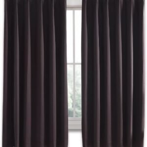 Hansleep カーテン 1級遮光 幅100cm丈80cm ブラウン 断熱 防寒 防音 省エネ 厚手 無地 おしゃれ 洗える リビング用 (ブラウン, 幅100cm×丈80cm)