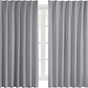 Hansleep カーテン 1級遮光 幅100cm丈80cm ライトグレー 断熱 防寒 防音 省エネ 厚手 無地 おしゃれ 洗える リビング用 (ライトグレー, 幅100cm×丈80cm)