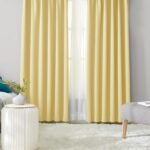 Hansleep カーテン 1級遮光 4枚組 イェロー 幅100cm×丈178cm 黄色 UVカット 断熱 防寒 防音 省エネ 厚手 無地 おしゃれ カーテンセット 洗える 寝室 リビング用 (ドレープカーテン2枚・レースカーテン2枚)