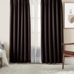 Hansleep カーテン 1級遮光 4枚セット 幅100cm丈110cm ブラウン 断熱 防寒 防音 省エネ 厚手 無地 おしゃれ 洗える リビング用 (カーテン2枚・レース2枚)