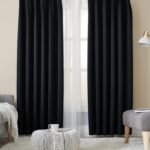 Hansleep カーテン 1級遮光 4枚セット 幅100cm丈110cm ブラック 断熱 防寒 防音 省エネ 厚手 無地 おしゃれ 洗える リビング用 (カーテン2枚・レース2枚)