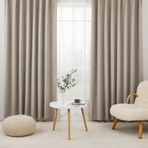 Hansleep カーテン 1級遮光 4枚セット 幅100cm丈110cm カーキ 断熱 防寒 防音 省エネ 厚手 無地 おしゃれ 洗える リビング用 (カーテン2枚・レース2枚)