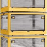 X XUNTAO【収納ボックス 折りたたみ】蓋付き 積み重ね 全方向から取り出せる 3個セット 収納ケース 衣類 布団 小物 収納 折り畳み コンテナ ボックス 大型 プラスチック キャスター付き おしゃれ 防塵 防カビ 防湿 無臭 半透明 厚み 強い耐荷重 大容量 家庭用 車用 複数のサイズ 各種カラー（L3個セット,51.5cm*36cm*30cm,55.6L）