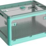 X XUNTAO【収納ボックス 折りたたみ】蓋付き 積み重ね 全方向から取り出せる 収納ケース 衣類 布団 小物 収納 折り畳み コンテナ ボックス 大型 プラスチック キャスター付き おしゃれ 組立簡単 防塵 防カビ 防湿 無臭 半透明 厚み 強い耐荷重 大容量 家庭用 車用 複数のサイズ 各種カラー（L,51.5cm*36cm*30cm,55.6L）