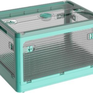 X XUNTAO【収納ボックス 折りたたみ】蓋付き 積み重ね 全方向から取り出せる 収納ケース 衣類 布団 小物 収納 折り畳み コンテナ ボックス 大型 プラスチック キャスター付き おしゃれ 組立簡単 防塵 防カビ 防湿 無臭 半透明 厚み 強い耐荷重 大容量 家庭用 車用 複数のサイズ 各種カラー（L,51.5cm*36cm*30cm,55.6L）