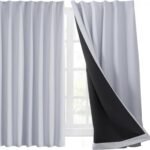 Hansleep カーテン 1級遮光 2枚組 幅150cm丈135cm アイスグレー 黒裏地 断熱 防寒 防音 省エネ 厚手 無地 おしゃれ 洗える リビング用 (アイスグレー, 幅150cm×丈135cm)